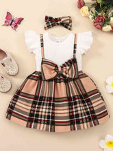 Load image into Gallery viewer, Girls Plaid Bow Detail Ribbed Dress