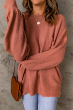 Load image into Gallery viewer, Ribbed Trim Lantern Sleeve Pocketed Sweater