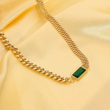 Load image into Gallery viewer, Cuban Chain Green Zircon Stone Necklace