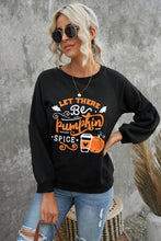 Load image into Gallery viewer, Round Neck Long Sleeve LET THERE BE PUMPKIN SPICE Graphic Sweatshirt