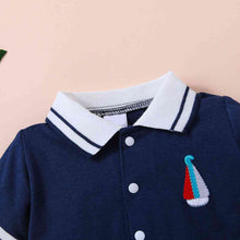 Load image into Gallery viewer, Embroidered Collared Neck Short Sleeve Romper