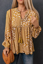 Load image into Gallery viewer, Patchwork Tassel Balloon Sleeve Blouse