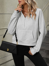 Load image into Gallery viewer, Raglan Sleeve Zip-Up Hoodie with Pocket