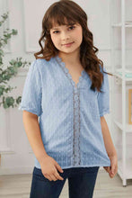 Load image into Gallery viewer, Girls Swiss Dot Spliced Lace Blouse