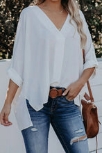 Load image into Gallery viewer, V Neck 3/4 Sleeve High Low Hem Shirt