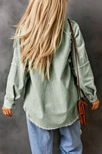 Load image into Gallery viewer, Green Frayed Boyfriend Corduroy Shacket