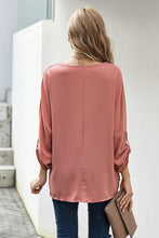 Load image into Gallery viewer, V Neck 3/4 Sleeve High Low Hem Shirt