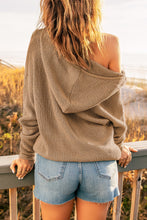 Load image into Gallery viewer, Zipper V-Neck Dropped Sleeve Hooded Solid Sweater