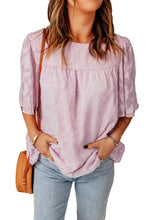 Load image into Gallery viewer, Floral Textured Ruffled Half Sleeve Babydoll Top