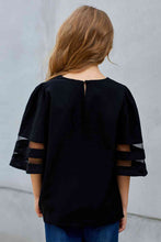 Load image into Gallery viewer, Girls Sheer Striped Flare Sleeve Tee Shirt