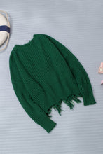 Load image into Gallery viewer, Green Tainted Love Cotton Distressed Sweater