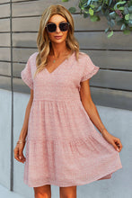 Load image into Gallery viewer, Printed V-Neck Short Sleeve Tiered Dress