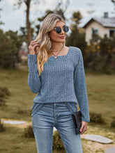 Load image into Gallery viewer, Ribbed Square Neck Long Sleeve Tee