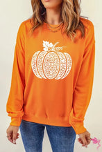 Load image into Gallery viewer, Round Neck Dropped Shoulder Pumpkin Graphic Sweatshirt