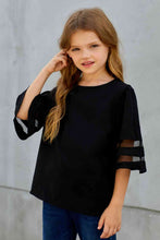 Load image into Gallery viewer, Girls Sheer Striped Flare Sleeve Tee Shirt