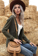 Load image into Gallery viewer, Drawstring Open Front Slit Hooded Cardigan