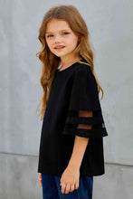 Load image into Gallery viewer, Girls Sheer Striped Flare Sleeve Tee Shirt