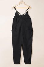 Load image into Gallery viewer, Textured Black Sleeveless V-Neck Pocketed Jumpsuit