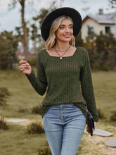Load image into Gallery viewer, Ribbed Square Neck Long Sleeve Tee