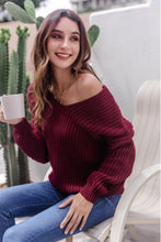 Load image into Gallery viewer, V-Neck Ribbed Knit Sweater