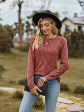 Load image into Gallery viewer, Ribbed Round Neck Long Sleeve Tee