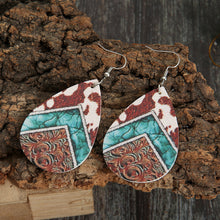 Load image into Gallery viewer, Retro Teardrop Cow/Leopard Pattern Drop Earrings