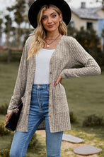 Load image into Gallery viewer, Ribbed Button-UP Cardigan with Pockets