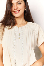 Load image into Gallery viewer, Double Take Crochet Buttoned Short Sleeves Top