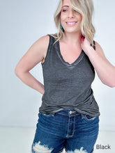 Load image into Gallery viewer, Zenana Washed Raw Edge V-Neck Tank Top