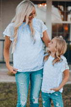 Load image into Gallery viewer, Women Swiss Dot Frill Neck Flutter Sleeve Blouse