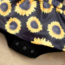 Load image into Gallery viewer, Sunflower Print Spliced Lace Bodysuit Dress