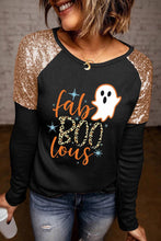 Load image into Gallery viewer, Leopard Boo Ghost Graphic Sequin Raglan Sleeve Top