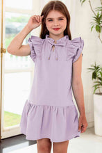 Load image into Gallery viewer, Tie Neck Flutter Sleeve Dress
