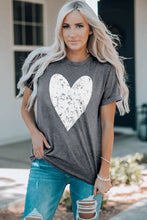 Load image into Gallery viewer, Heart Graphic Cuffed Short Sleeve Tee
