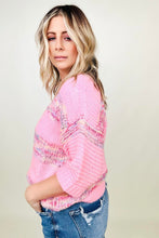 Load image into Gallery viewer, Multicolor Striped 3/4 Sleeve Loose Knit Sweater