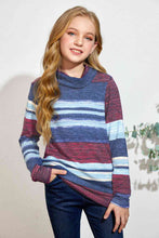Load image into Gallery viewer, Girls Striped Cowl Neck Top with Pockets
