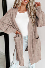 Load image into Gallery viewer, Ribbed Trim Eyelet Cable Knit Cardigan