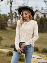 Load image into Gallery viewer, Ribbed Round Neck Long Sleeve Tee