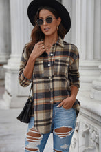 Load image into Gallery viewer, Plaid Curved Hem Dropped Shoulder Longline Shirt Jacket