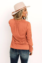 Load image into Gallery viewer, Swiss Dot Tie Neck Flounce Sleeve Blouse