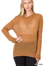 Load image into Gallery viewer, Zenana Solid Long Sleeve See-Through Wool Sweater