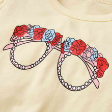 Load image into Gallery viewer, Graphic Tie Hem Top and Floral Flare Pants Set