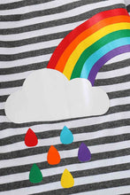 Load image into Gallery viewer, Girls Rainbow Graphic Striped Long Sleeve Dress