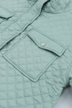 Load image into Gallery viewer, Green Quilted Pocketed Zip-Up Cropped Jacket