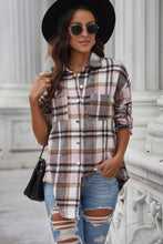 Load image into Gallery viewer, Plaid Curved Hem Dropped Shoulder Longline Shirt Jacket
