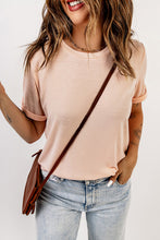 Load image into Gallery viewer, Round Neck Cuffed Short Sleeve Tee