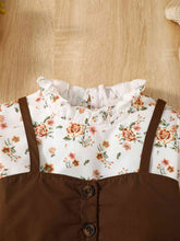 Load image into Gallery viewer, Floral Print Frill Trim Flounce Sleeve Dress