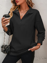 Load image into Gallery viewer, Zip-Up Dropped Shoulder Sweatshirt