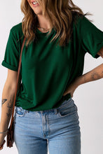 Load image into Gallery viewer, Round Neck Cuffed Short Sleeve Tee