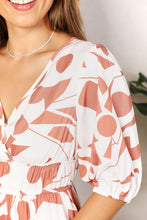 Load image into Gallery viewer, Double Take Printed Surplice Balloon Sleeve Dress